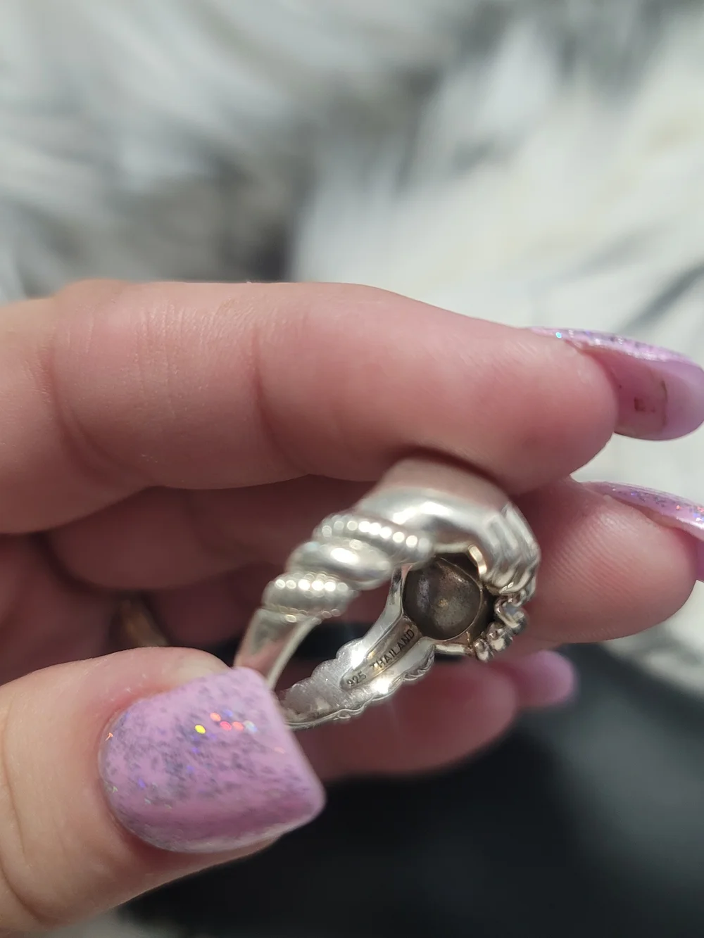 John Hardy Jai Sterling Silver Heart Claddagh Ring with Blue Topaz Size 8